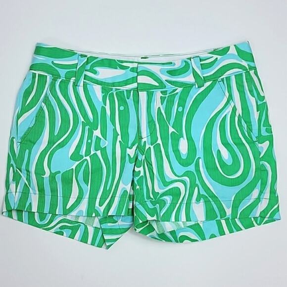Lilly Pulitzer Women's The Chipper Short in Green Blue White Size 0 ALTERED FLAW - Picture 1 of 13